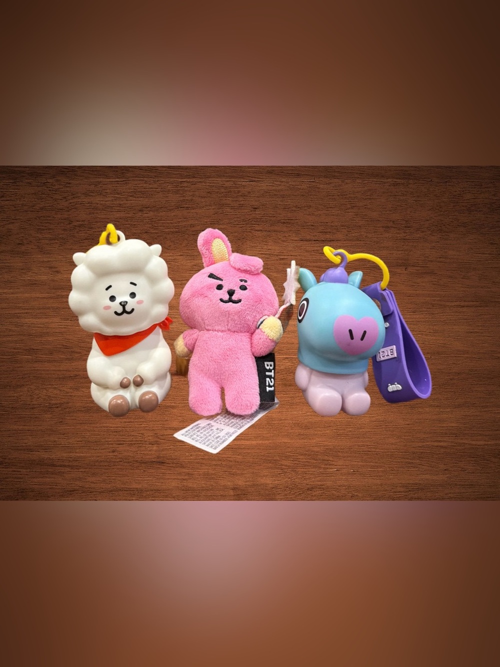 BT21 LOT OF 3 TOYS 2 BACKPACK BUDDIES  CLIP / 1 MINI PLUSH. 3”